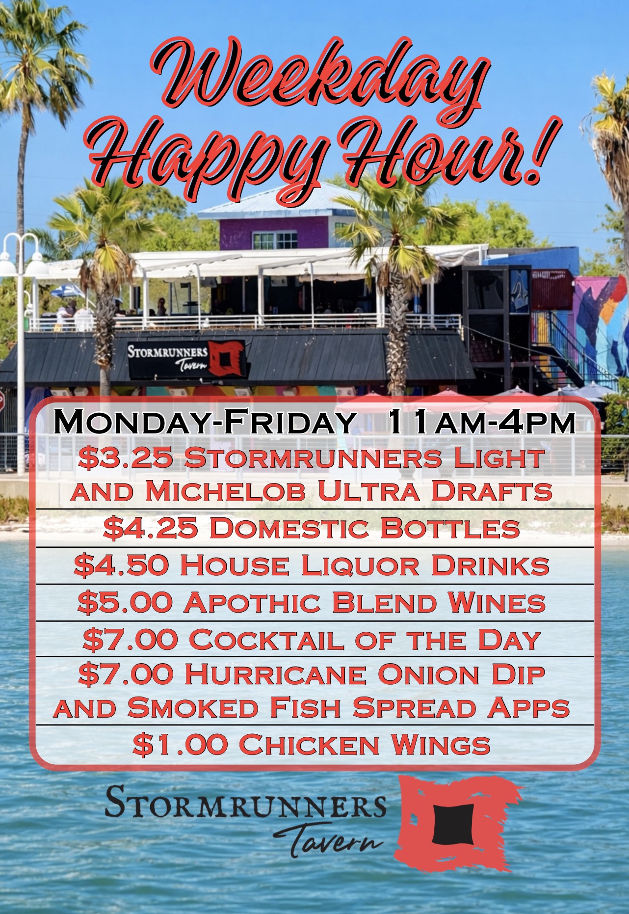 Weekday happy hour at stormrunners tavern